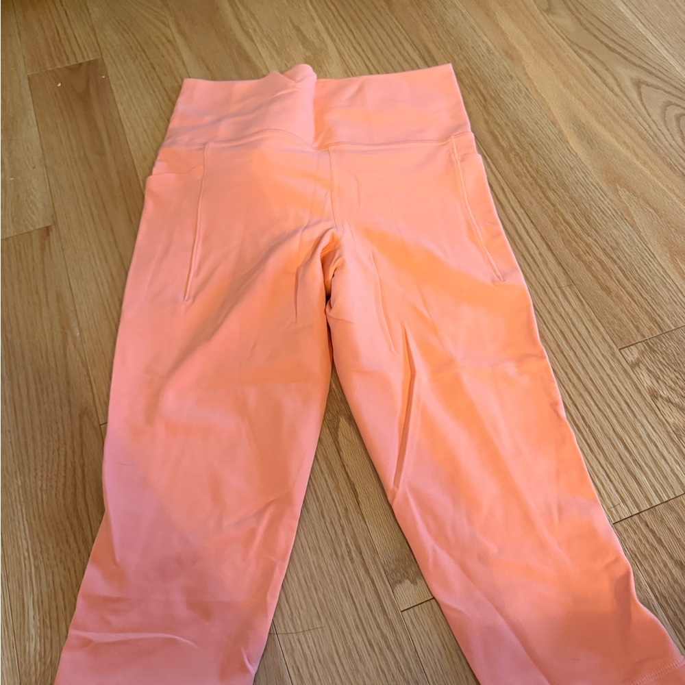 Althea Peach High-Waisted Capri Leggings